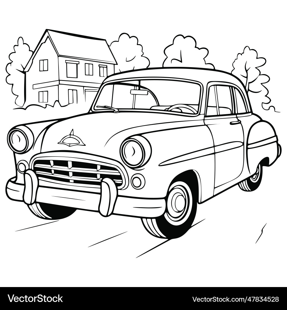 Vintage Car Coloring Page Royalty Free Vector Image Vintage Car Coloring Page Royalty Free Vector Image