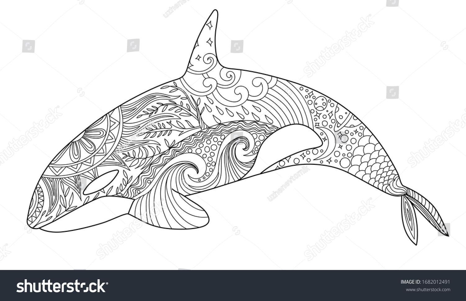 Whale Coloring Page Adult Anti stress Coloring Stock Vector Royalty Free 1682012491 Shutterstock Whale Coloring Page Adult Anti stress Coloring Stock Vector Royalty Free 1682012491 Shutterstock