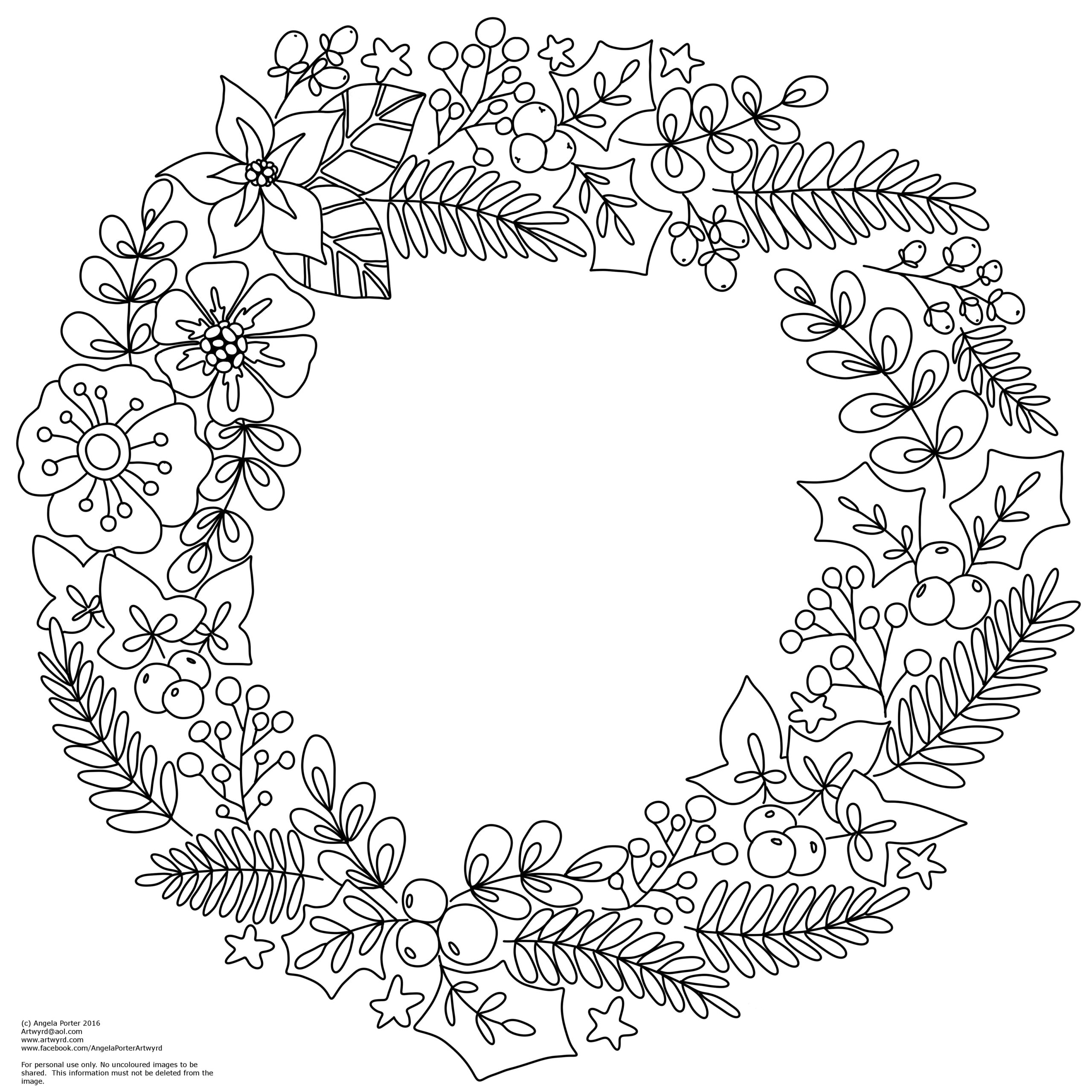 Winter Christmas Wreath Colouring Pages Art Is The Adventure Winter Christmas Wreath Colouring Pages Art Is The Adventure