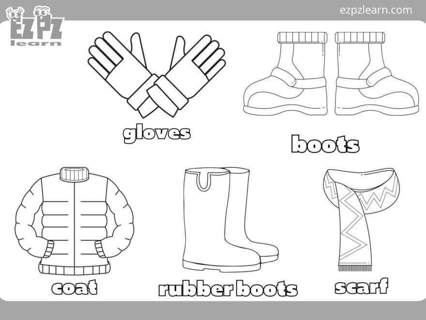Winter Clothes Coloring Page1 Ezpzlearn