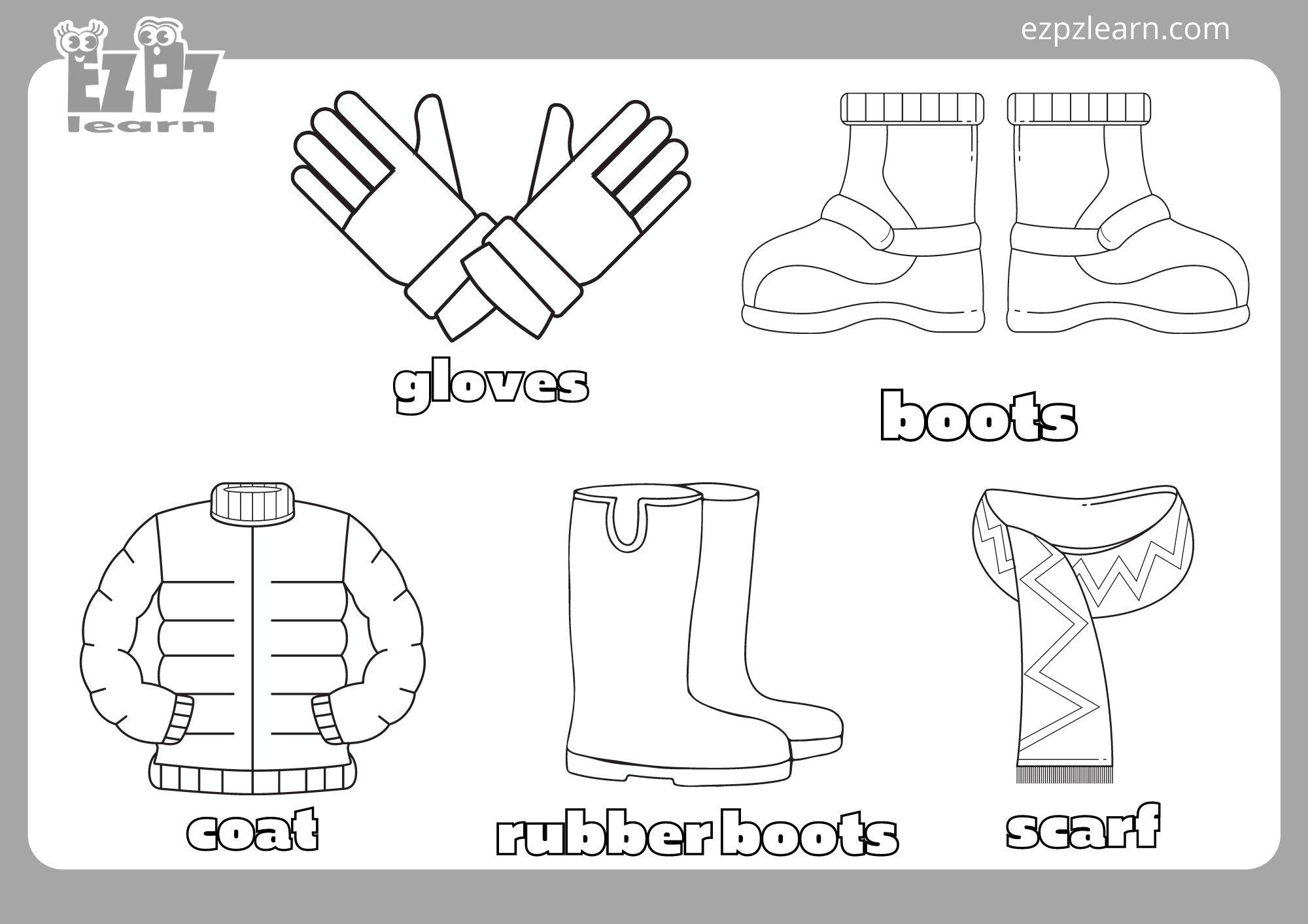 Winter Clothes Coloring Page1 Ezpzlearn Winter Clothes Coloring Page1 Ezpzlearn