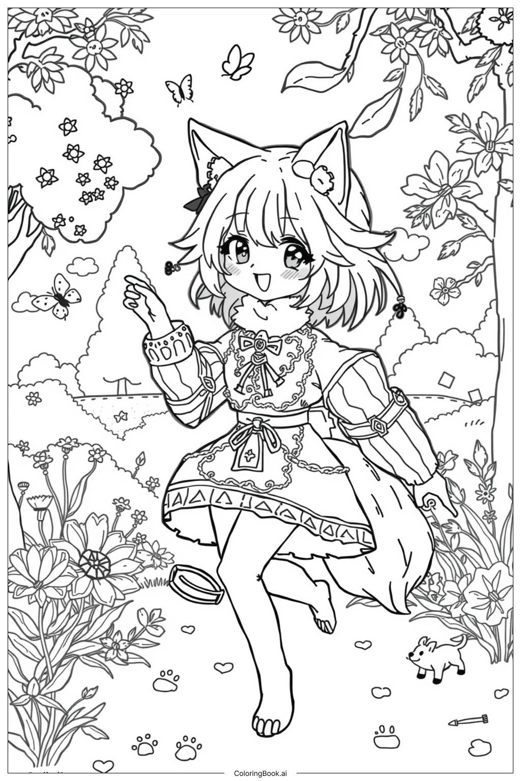 Wolf Anime Girl Coloring Page Free PDF PNG Printable Wolf Anime Girl Coloring Page Free PDF PNG Printable