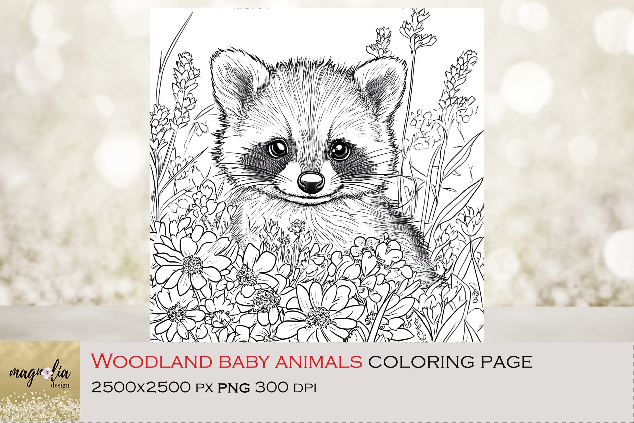 Woodland Baby Animal Racoon Coloring Page For Kids Png Woodland Baby Animal Racoon Coloring Page For Kids Png