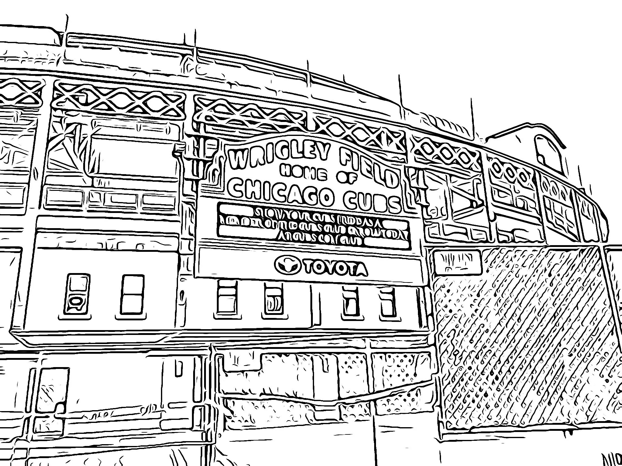 Wrigley Field Coloring Page Etsy Wrigley Field Coloring Page Etsy