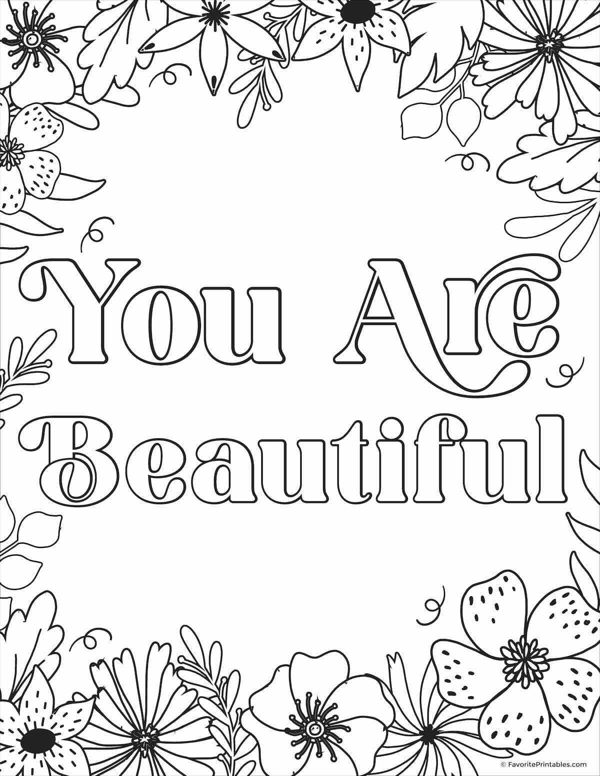 You Are Beautiful Coloring Page Favorite Printables