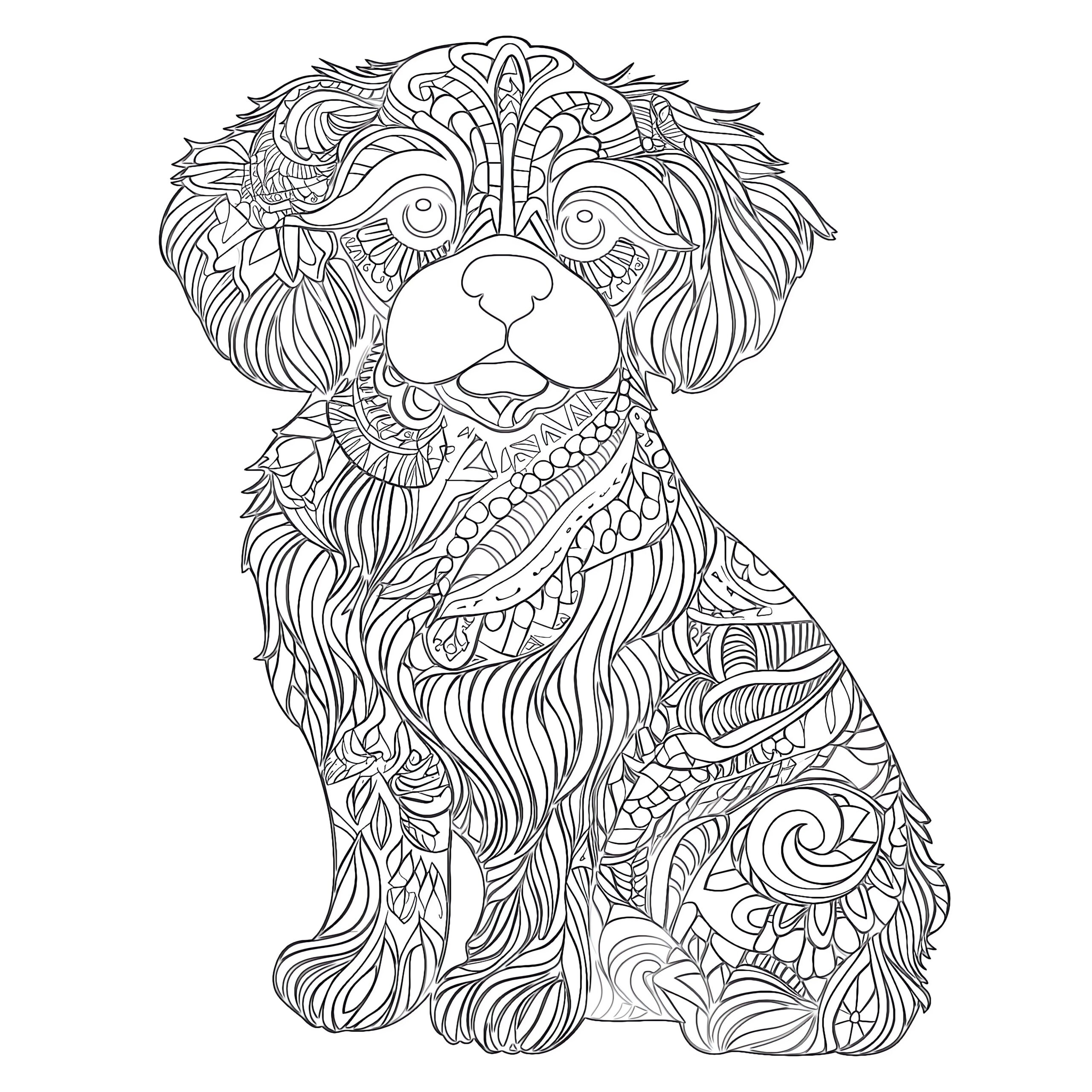 Zentangle Dog Coloring Page Coloring Pages Mimi Panda