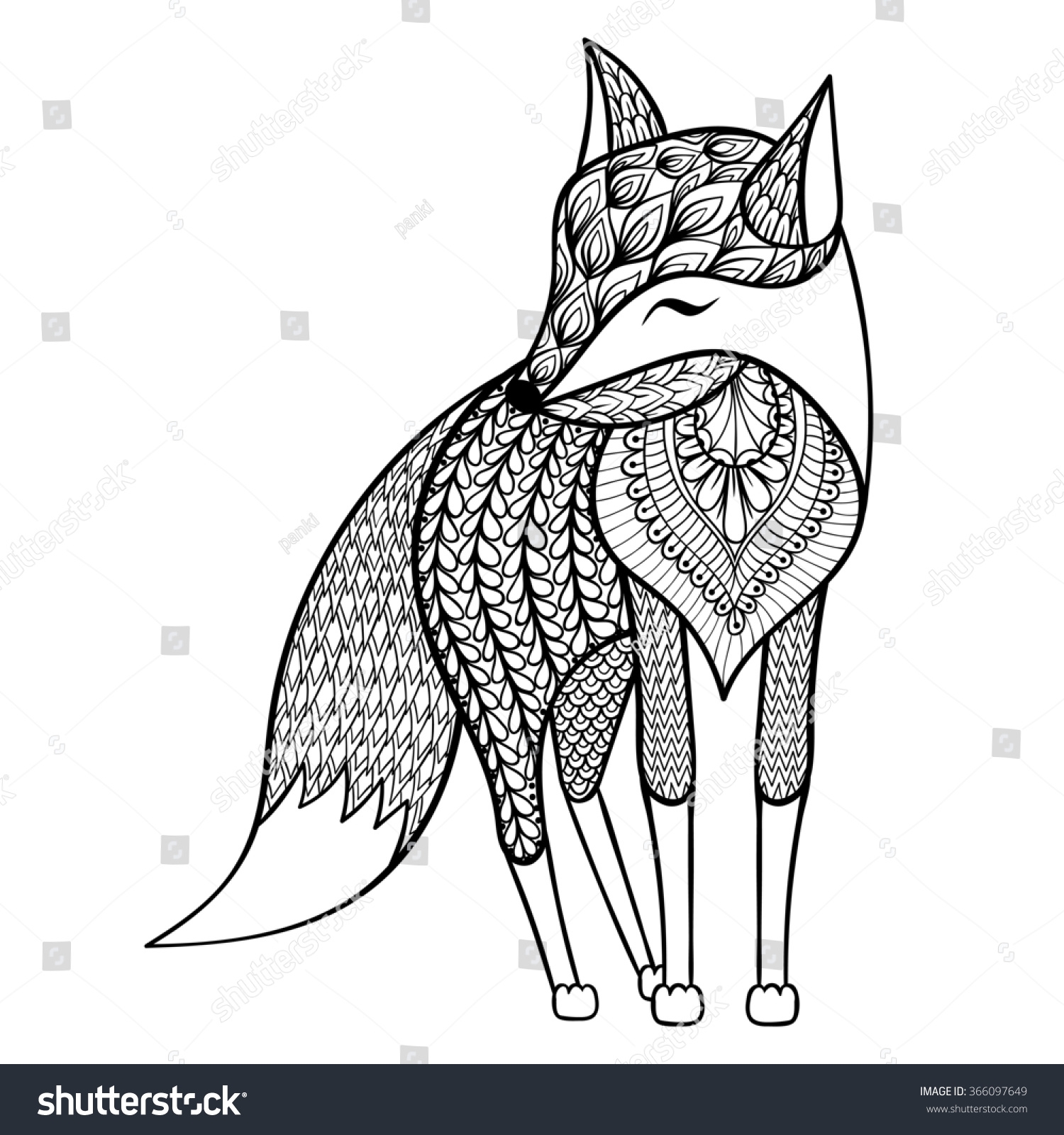 Zentangle Fox Adult Anti Stress Coloring Stock Illustration 366097649 Shutterstock