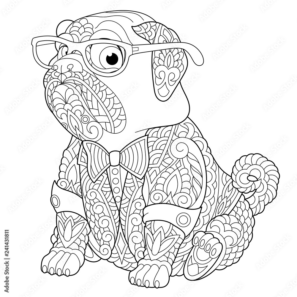 Zentangle Pug Dog Coloring Page Stock Vector Adobe Stock