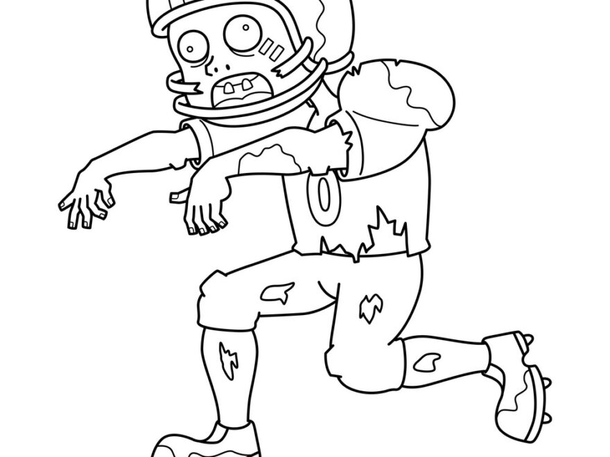 Zombie Athlete Isolated Coloring Page For Kids Vector Image